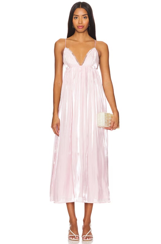 Ganni Womens Changeant Strap Dress Size 38 Us 6 Chalk Pink Satin Slip Dress Nwot